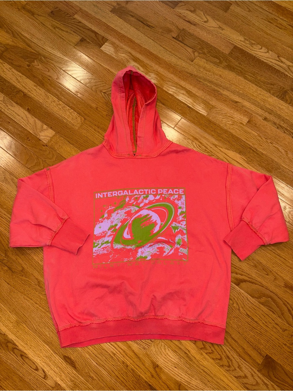 Urban Outfitters Coral Pink 'Intergalactic Peace' Hoodie